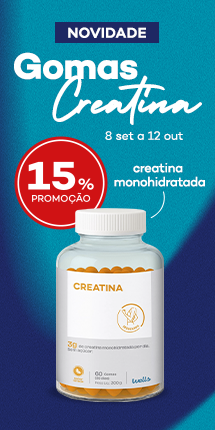 Gomas Creatina Monohidratada Wells com selo de promo&ccedil;&atilde;o de 15%. De 8 setembro a 12 outubro. Aproveita j&aacute;!